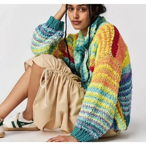 Free People Rainbow Beach Market Cardi NWT Small - Picture 10 of 10